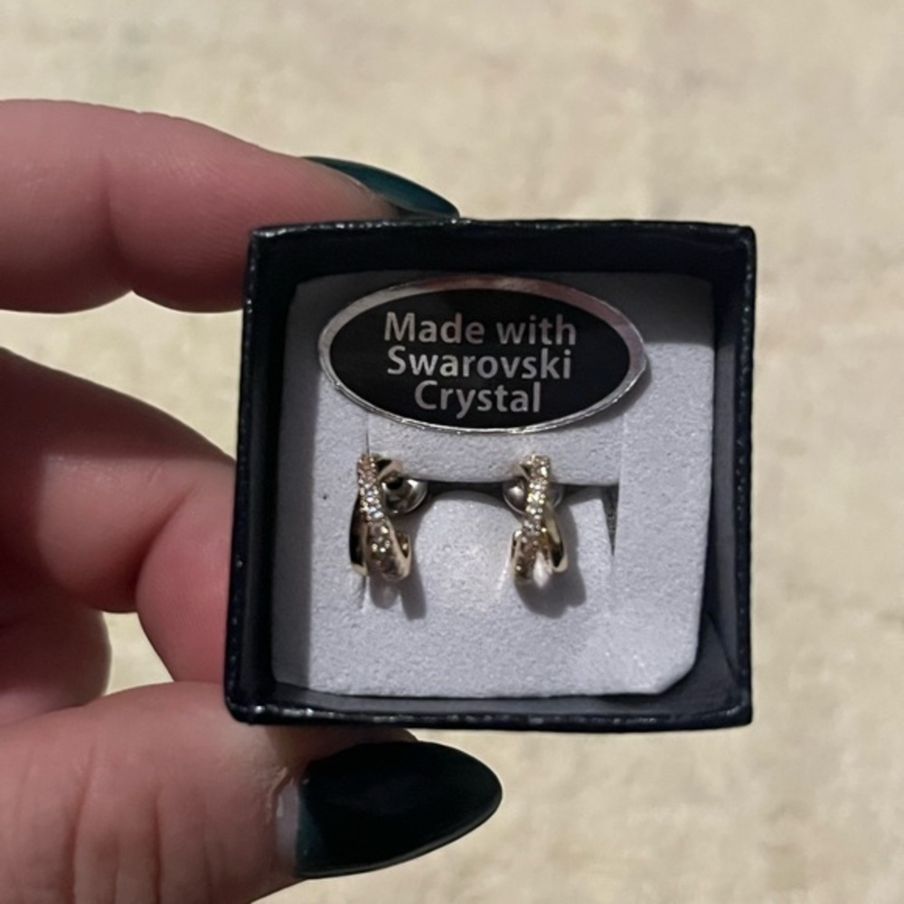 Swarovski Crystal Gold Earrings